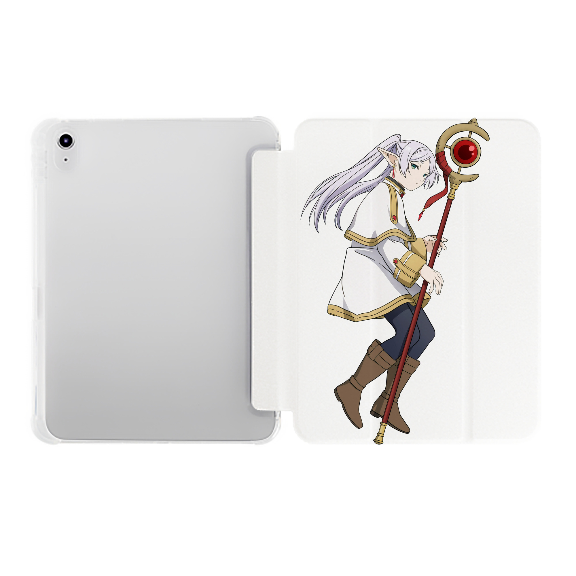 （画像用） 葬送のフリーレン Frieren IPad ケース ペン収納付き 三つ折りスタンド PUレザー×シリコン 対応機種9.5/10.5/10.9インチ